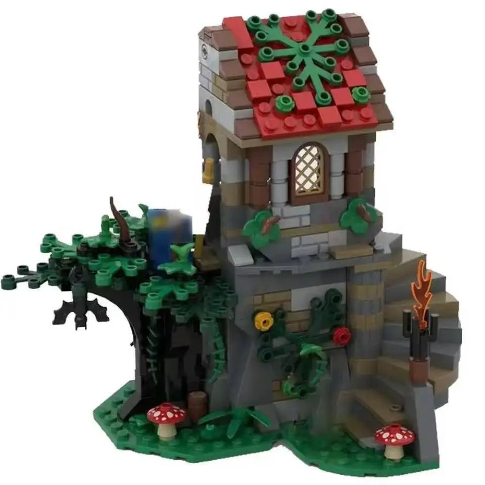 MOC medieval tower house building model building block toy set DIY assembly brick castle children's toy gift