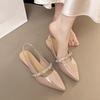 Fashion outer wear with skirt, rhinestone bag head sandals, summer new high-end pointed flat-soled single shoes for women