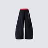 Black Red Faux Two Piece High Waist Wide Leg Pants American Vintage Letter Print Cargo Trousers Teens