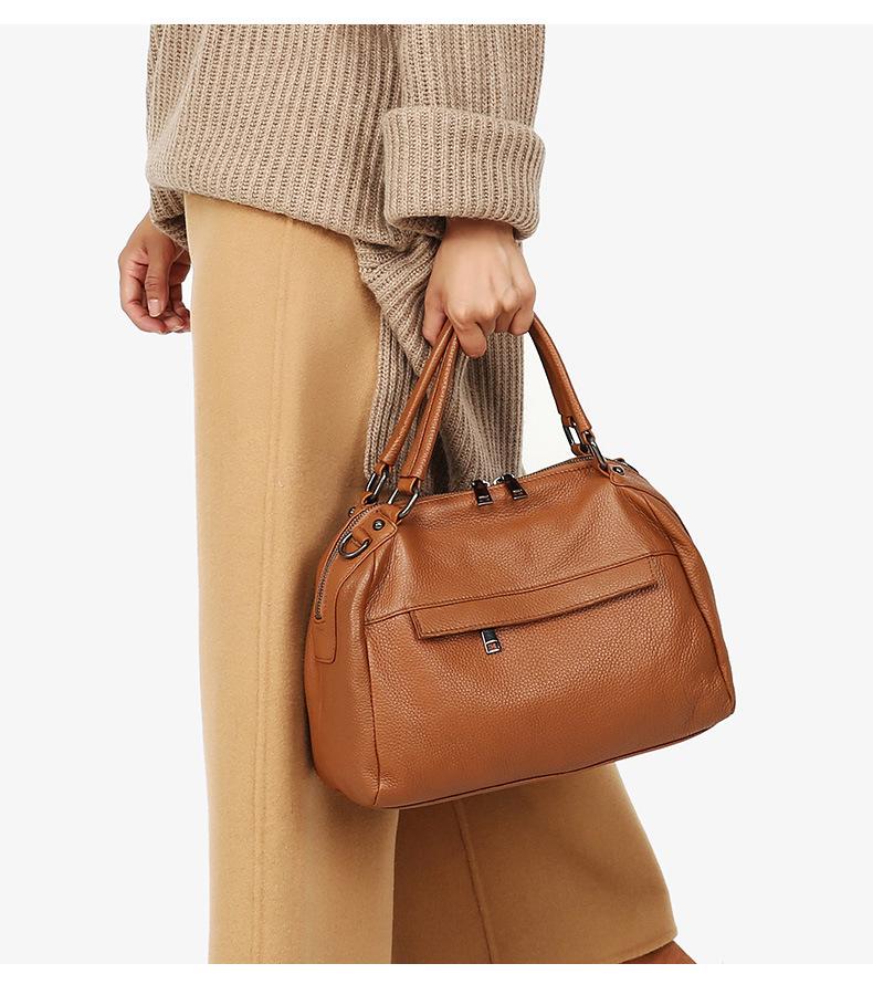 European & American Style Large Capacity Women's Soft Cowhide Handbag - Autumn/Winter Simple Fashion Shoulder Bag