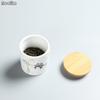 Ceramic Tea Caddy with Bamboo Lid Portable Travel Sealed Can Canister Kitchen Storage Bottle Spice Food Jar