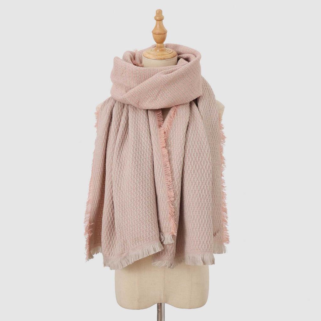 Winter imitation cashmere thickened warm scarf women's wear dual-purpose versatile skin-friendly and comfortable widened plaid fringed scarf