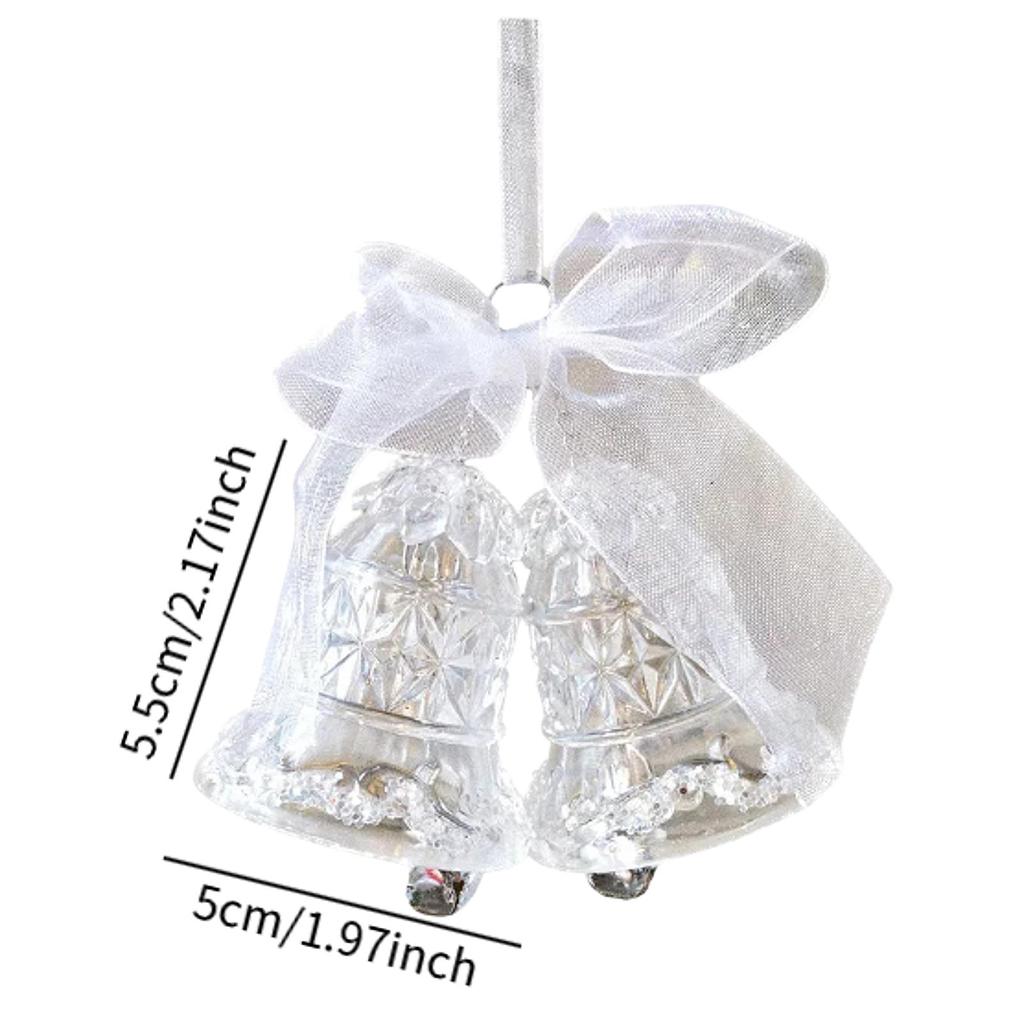Christmas Tree Bell Pendant DIY with Bow Winter Theme Craft Acrylic Hanging Ornament for Anniversary Holiday Window Office Home