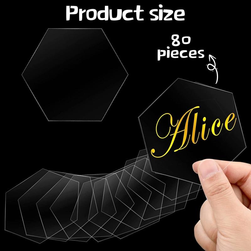 20/50Pcs Hexagonal Acrylics Shape Clear Acrylics Blank 3Inch Hexagonal Slices for Table Number Sign Art Painting