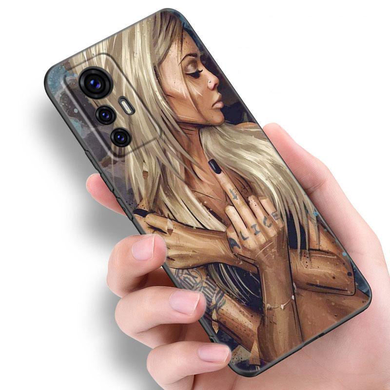 Sexy Sleeve Tattoo Girl Black Silicone Phone Case For Xiaomi Mi 9 SE 8 10T 11 12 13 Lite 9T 11T 12S 12T 13T 14 Pro 5G NE 11i 12X