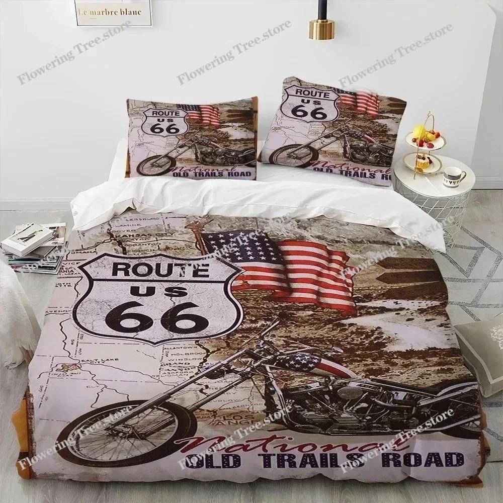 3D Print Historic Route 66,Mother Road,Comforter Bedding Set,Duvet Cover Bed Set Quilt Pillowcase,king Queen Size Bedding Set029