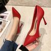 Fashion New Soft Leather Black Professional High Heels Female Stiletto All-match Flight Attendant Single Shoes Work Shoes Zaptos Mujer