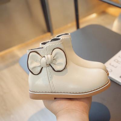 Mädchenstiefel mit Schleife, elegant, niedlich, für Kinder, kurzer Stiefel, modische Kinderstiefel