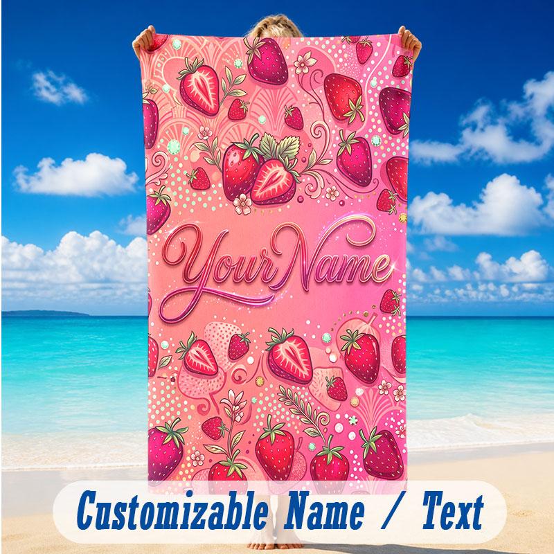 Decorative Artwork Theme Beach Towel Personalized Custom Name & Text Soft Quick Dry Beach Towel for Swimming Travel
