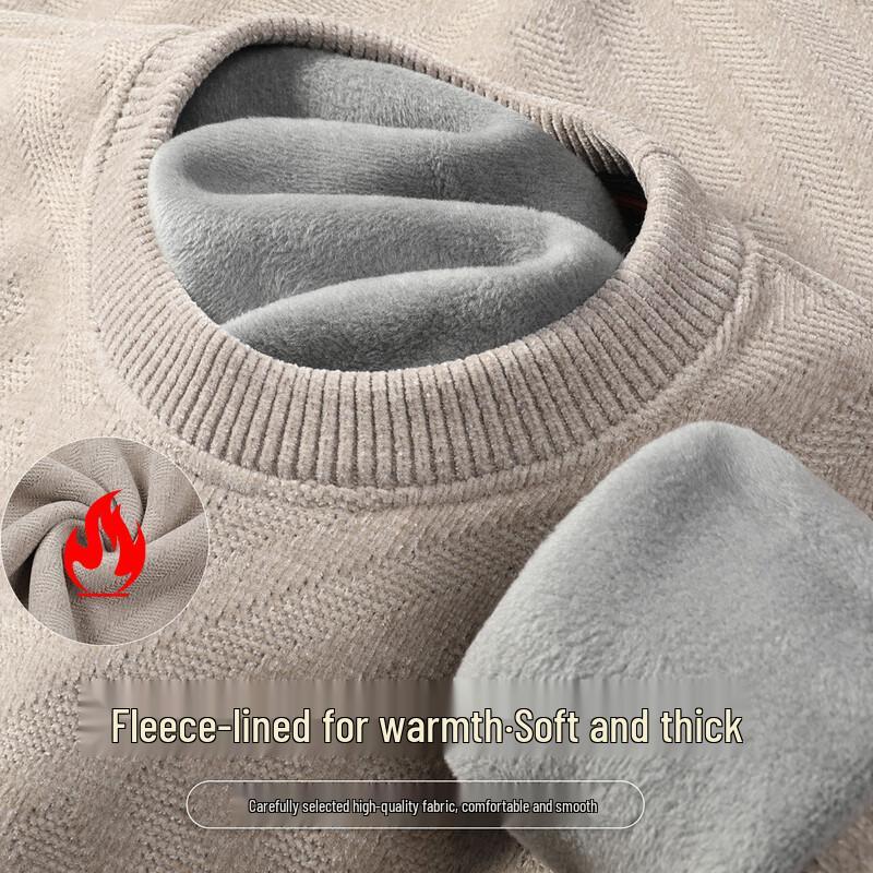 

SNOWFLYING Men s Fleece Lined Round Neck Pullover Sweater M