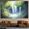 2D Flat Item 1 Piece - Vibrant Green Forest Waterfall Highly Suitable for Both Indoor and Outdoor Decoration