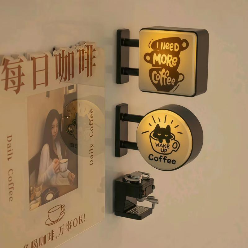 Mini Lightbox Fridge Magnet Coffee Creative Tourism Souvenir Magnetic Luminous Light Box Home Decoration Gift