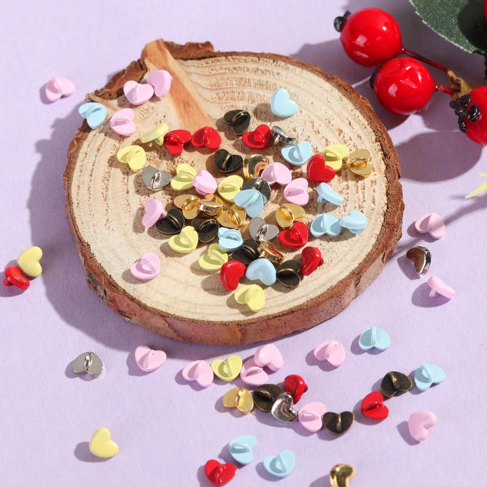 20/40pcs 5mm Mini Button DIY Doll Clothes Metal Printed Buckle Heart Pattern Buckles for 1/6 Doll Clothing Sewing Accessories