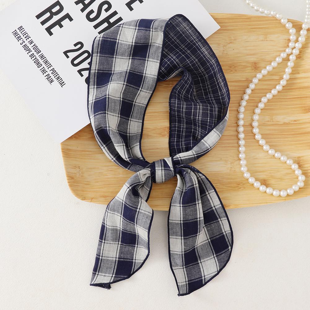 British Cotton Skinny Plaid Scarf Trendy Fashionableable Outfit Hairband Necktie Scarf Small Shawl Headscarf Neck Protection Scarf 11X120Cm