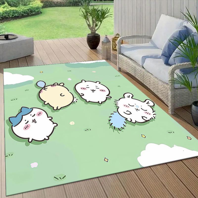 Usagi Flannel Pattern Square Carpet,Area Rug,Carpet Rug for Living Room Bedroom Sofa Playroom Decor,Non-slip Floor Mat