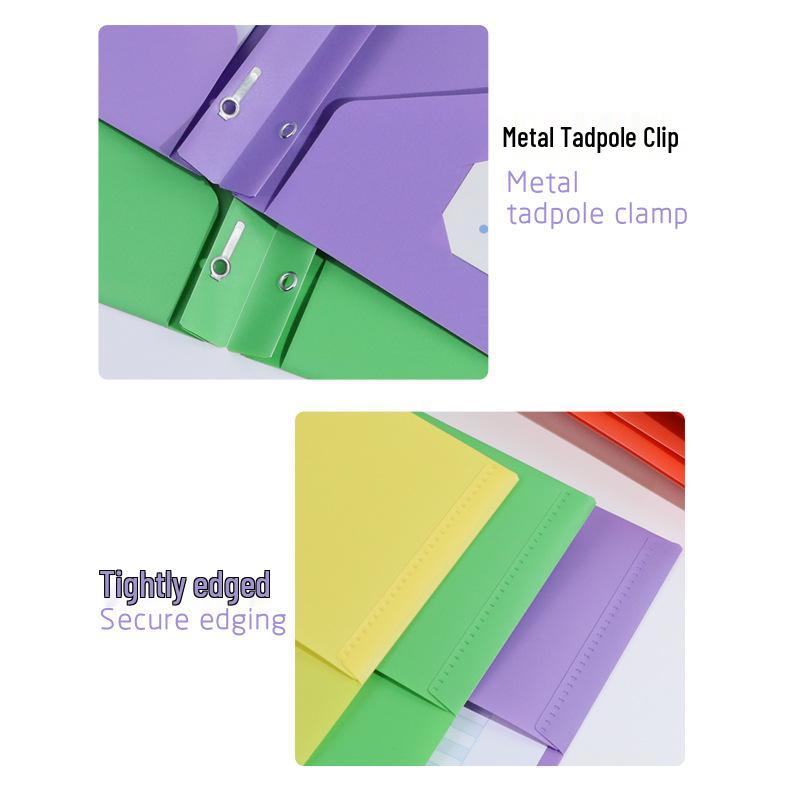 Multi-color Tadpole Clip Document Holder - Plastic Loose-leaf Folder with Classification Storage