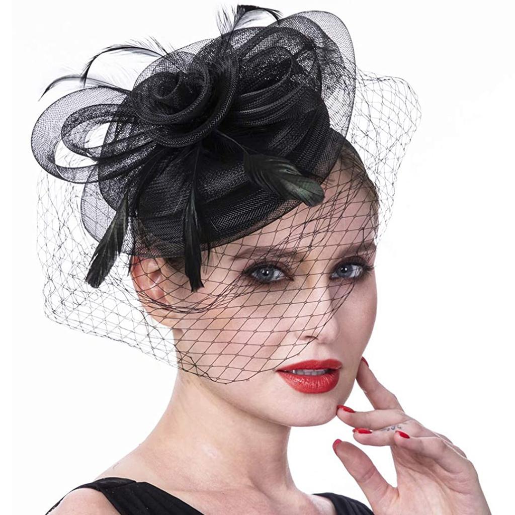 Kobiety Dziewczęta Mesh Fascinators Kapelusz Koktajlowa opaska z pałąkiem na głowę Kapelusz ślubny