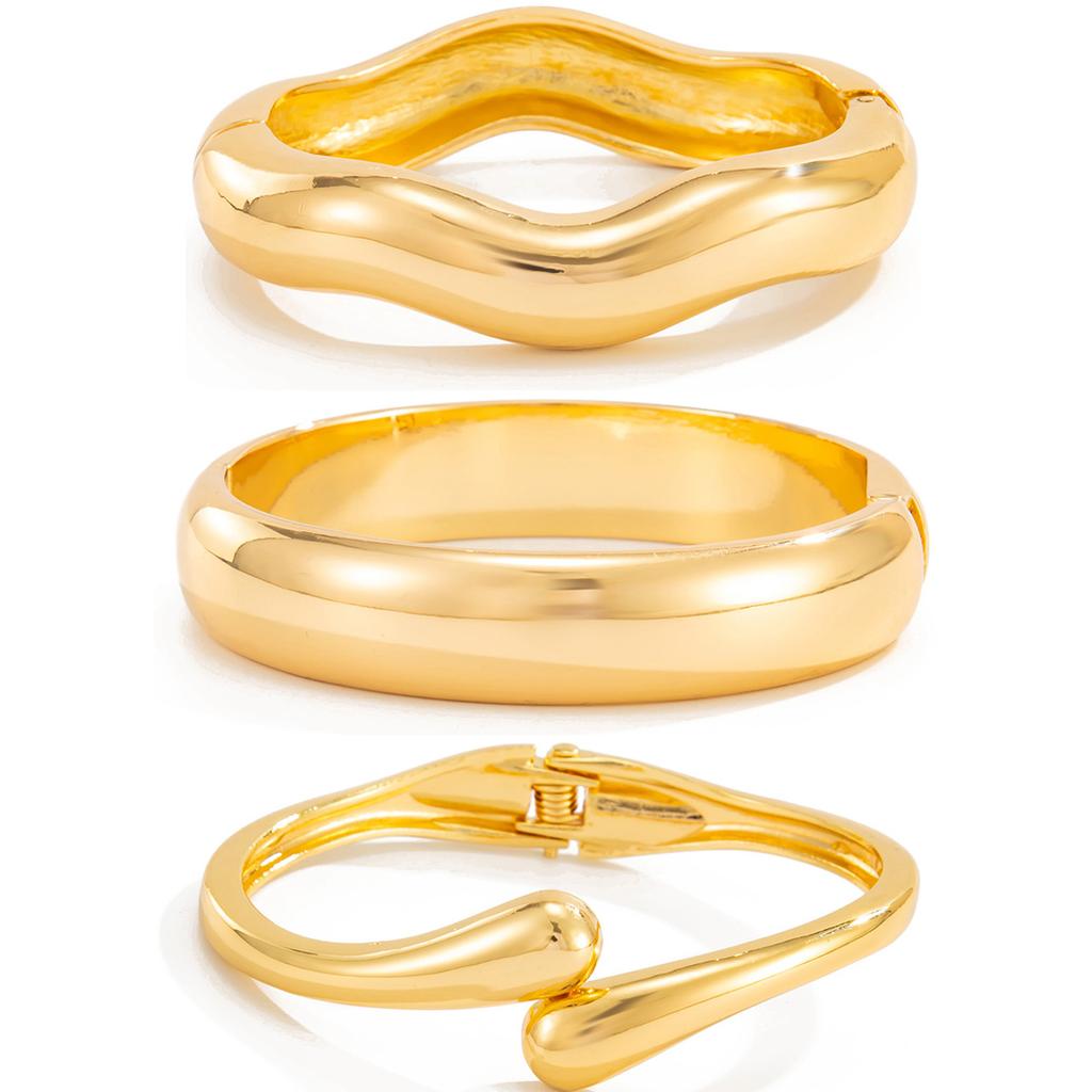 Salircon Hip Hop Exaggerated Wide Cuff Bangle Women Men Vintage Punk Irregular Glossy Gold Color Bracelet Bangles Party Jewelry