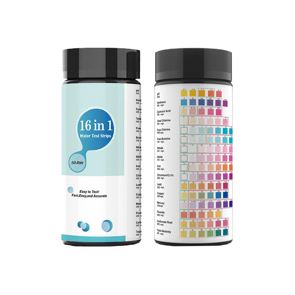 16 in 1 Water Test Strips Fast Hardness Resin Drinking Water Test Strips for Spas Pools Freshwater Science Experiments Hot Tubs