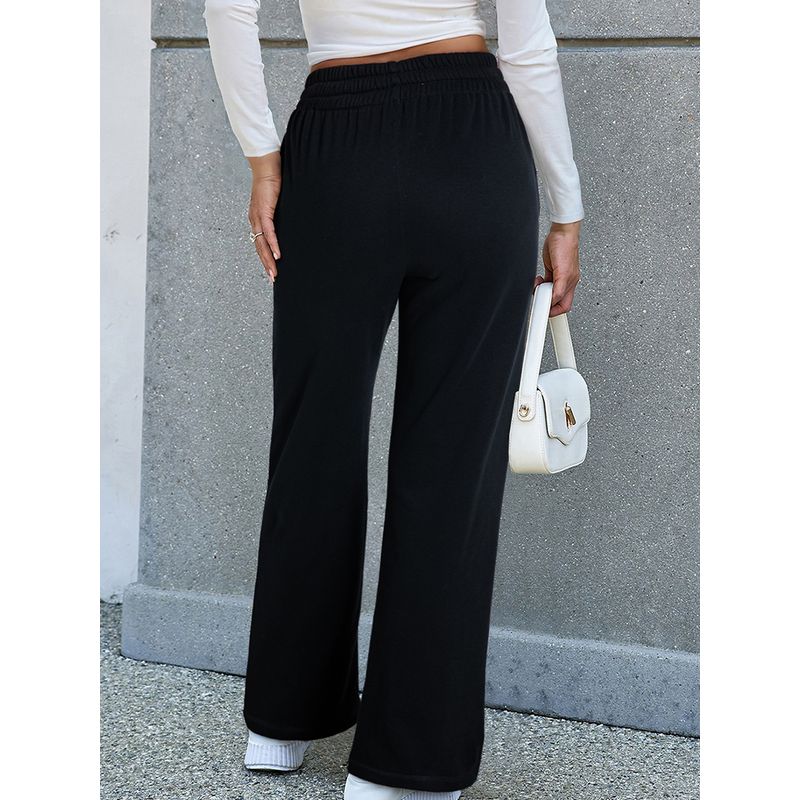 American Shiying Winter New Arrival Pure Color Fleece Casual Pants Women 2025 Sports Style Drawstring Straight-Leg Trousers Women