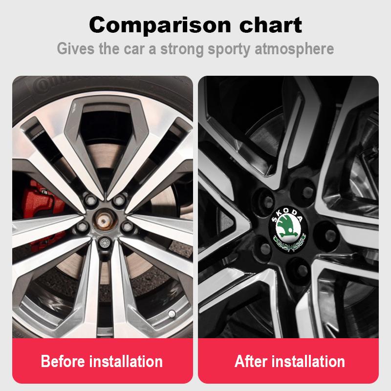 4Pcs 56/60mm Car Wheel Center Hub Caps Sticker Rim Cover Emblem Badge For Skoda Octavia 2 3 a5 a7 Fabia Kamiq Kapoq Kodiaq Rapid