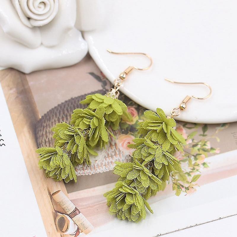 Unique long earrings with cipher tassels as flowers