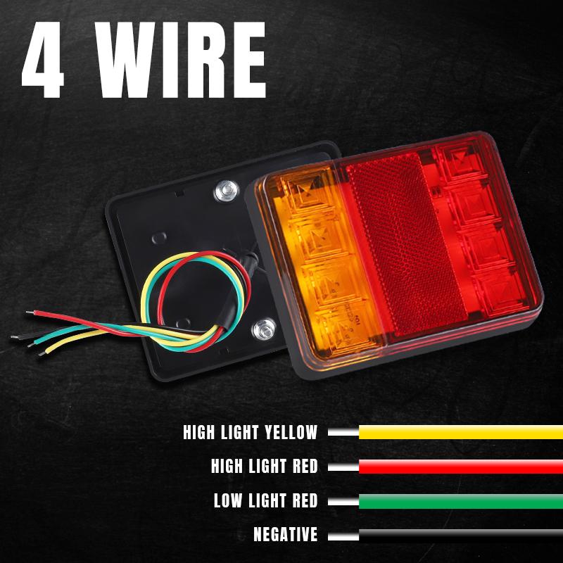 2PCS Car Truck LED Rear Tail Lights Brake Stop Light 12-24V Truck 8 LED Rear Lamps Tailight Warning indicator Trailer Light