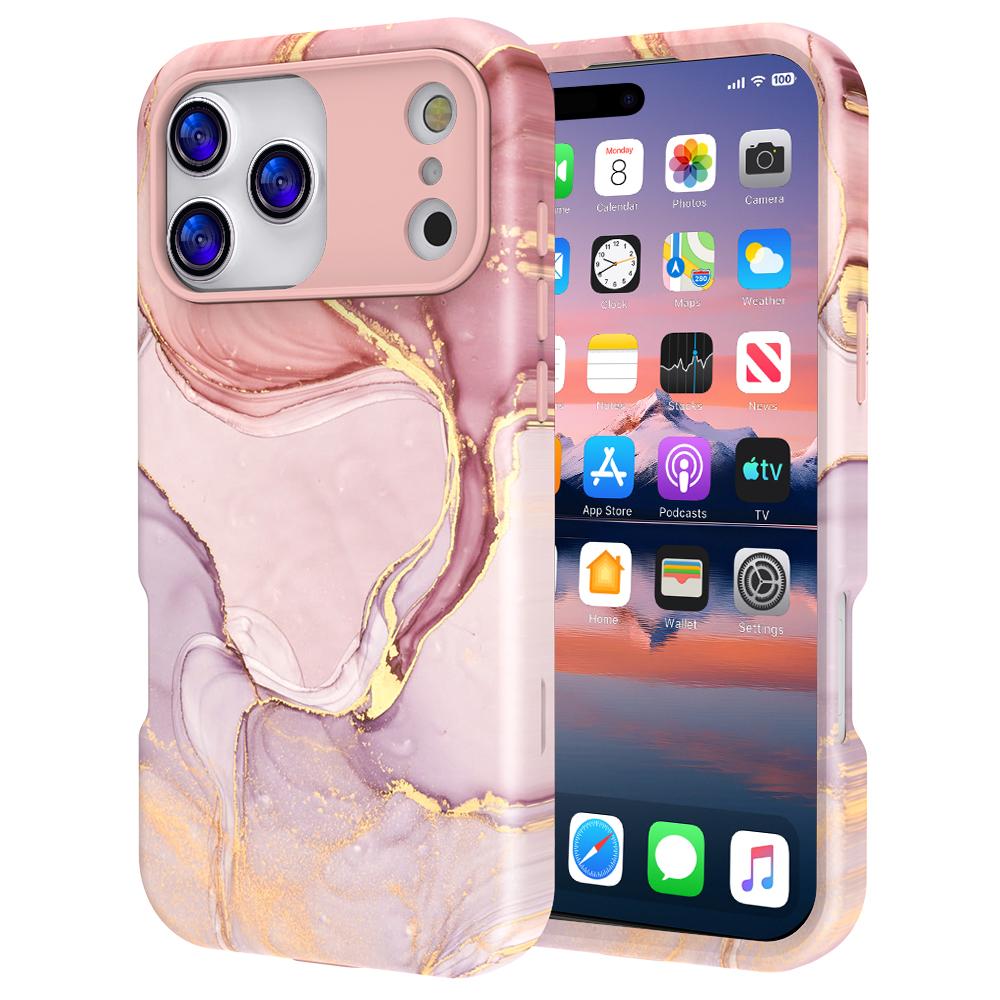 For iPhone 17 Pro Max Case Water Transfer Printing PC+TPU Phone Cover