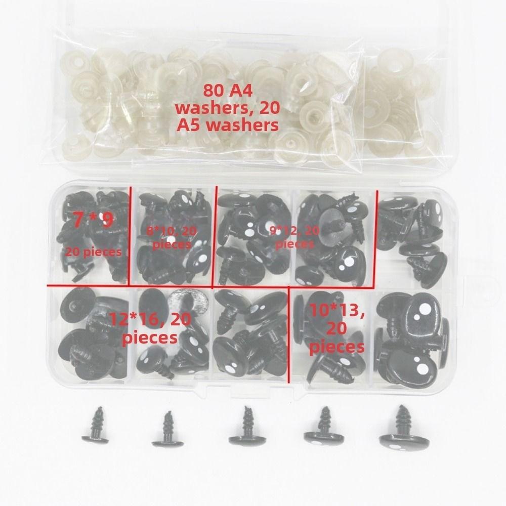 100pcs/box Oval Shape Plastic Safety Eyes Black Black Screw Eyes New Doll Bear Toys  For Toys