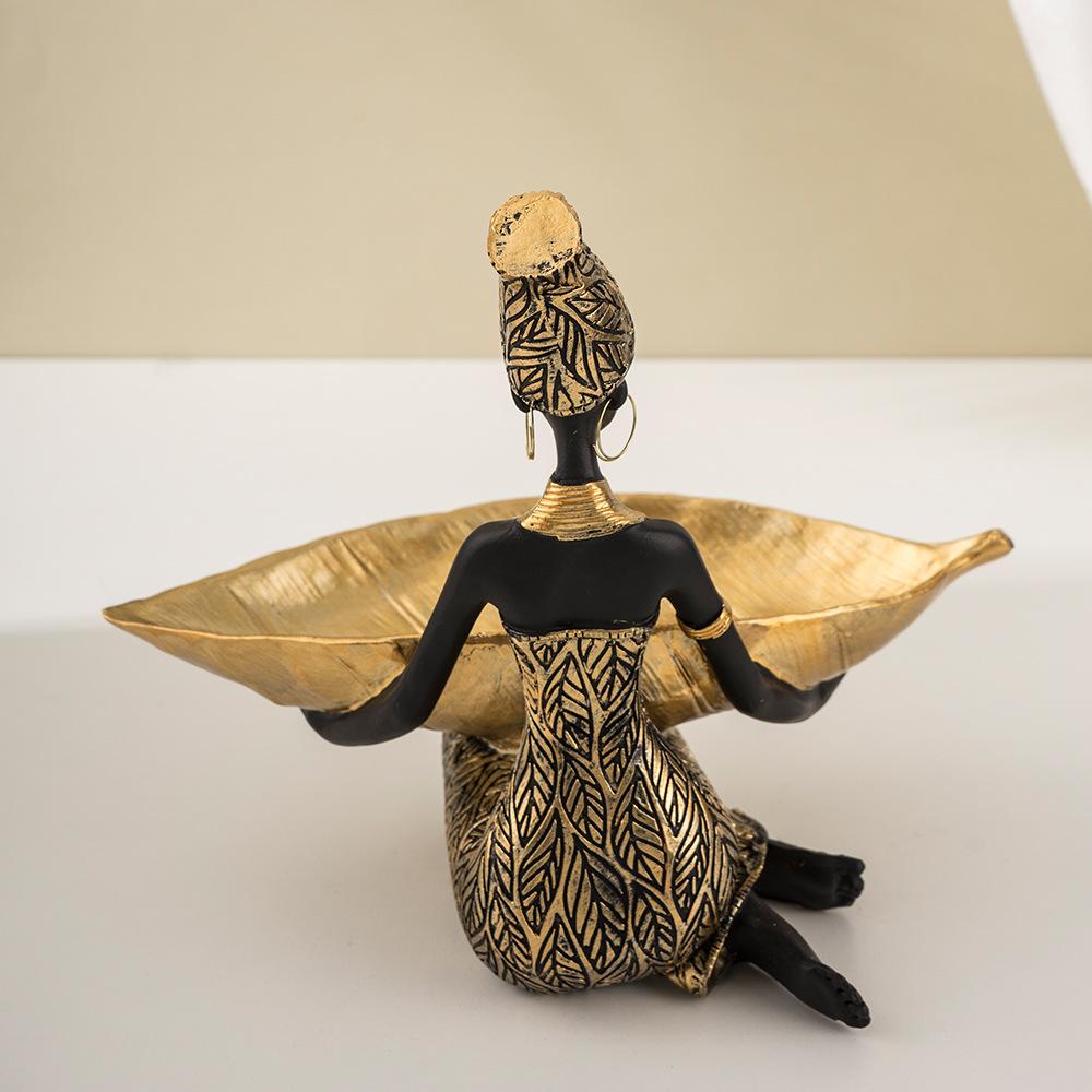 African Black Women Resin Tray Ornaments for Home Decor