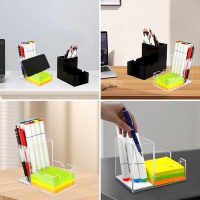 Acrylic Storage Box with Pen Holder & Phone Stand for Office and Home Organization