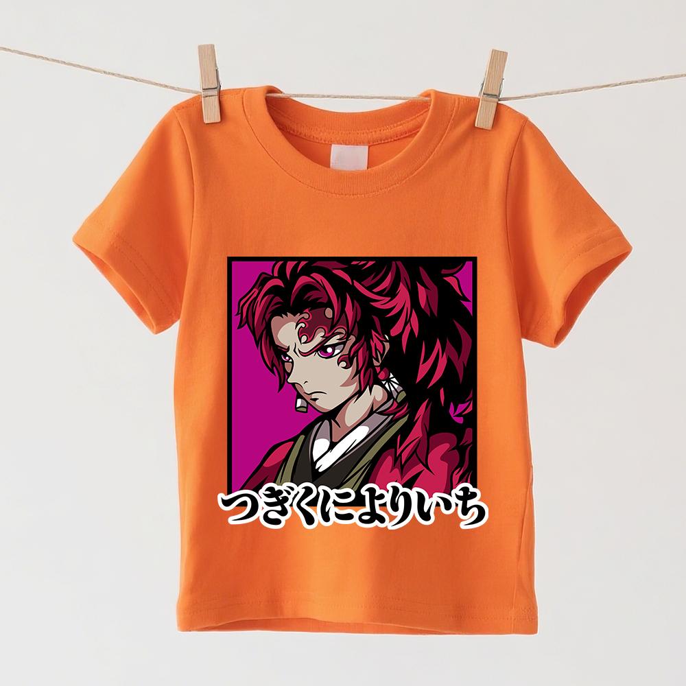 Demon Slayer Yoriichi Anime Print Cotton Boys Girls Short Sleeve Kids T Shirt Summer Casual Soft Breathable Daily Wear