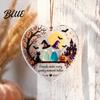 Spooky Friendship Gifts for Besties Halloween Glass Ornament Acrylic Heart Hanging Decor with Witch Festive Indoor Wall Art Ornaments Cat Pumpkin,