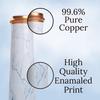 Tower Copper Water Bottle with Printed Marble Design Pure Tamba Leakproof Suitable Birthday Gift for Men & Women by Ebstore, 750 Ml (Pack of 1)