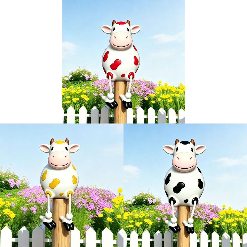 Decorazione Giardino in Resina a Forma di Mucca con Carina Statuina Appesa per Patio e Casa Regalo