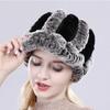 Lady Real Rex Rabbit Fur Hat Winter Knitted Natural Rex Rabbit Fur Caps Russia Women Warm Real Fur Beanies Hats
