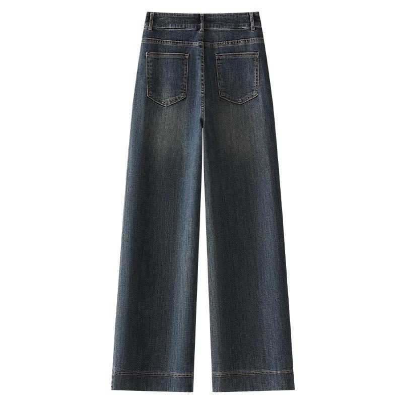 Dámské džíny s vysokým pasem, zeštíhlující, volné, s širokými nohavicemi - Nový trendy jarní a podzimní styl