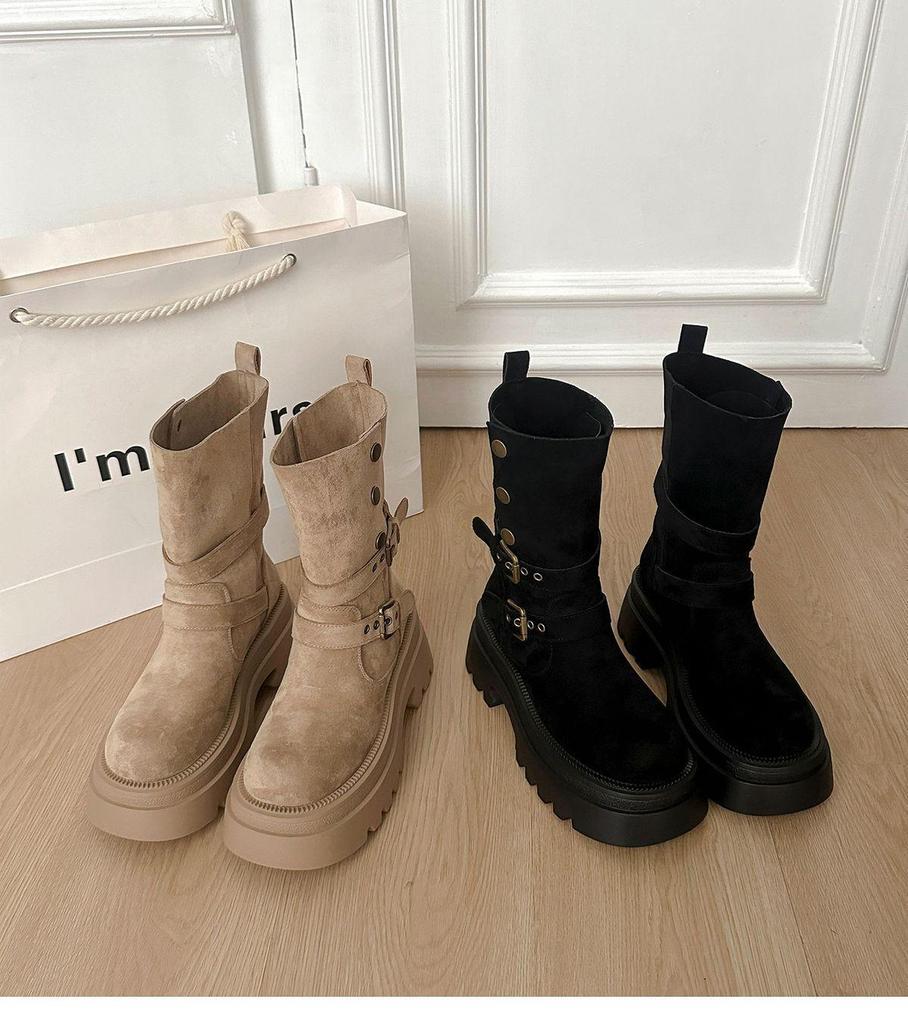 Women's Thick-Soled Height-Boosting Mid-Calf Martin Boots - Autumn/Winter 2025 Edition