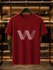 2026 New Arrival 100 Cotton Tshirt Strip Splicing Creative Big W Letter Minimal Print Crew Neck Casual Short Sleeve