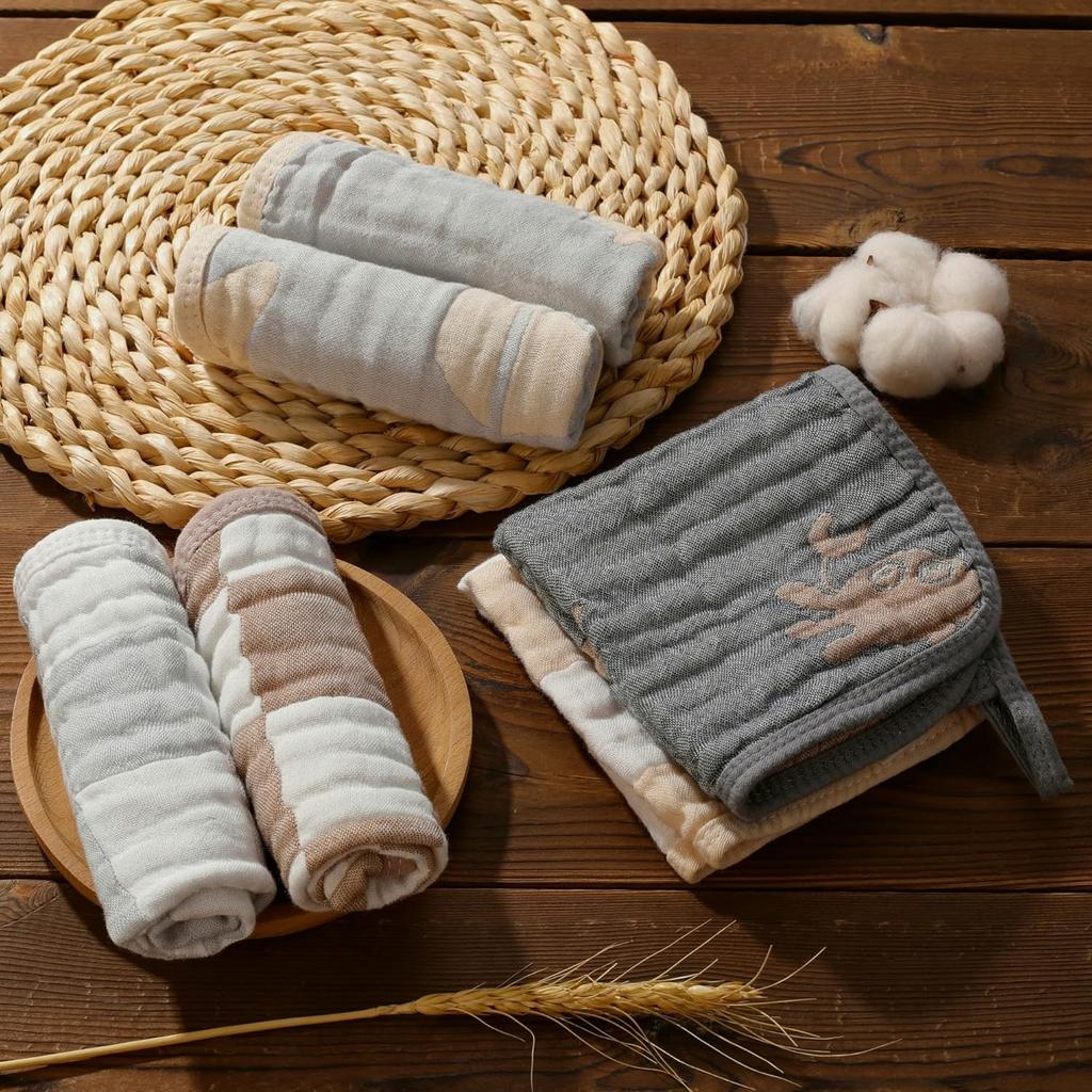 Ultra-Soft & Absorbent 6-Pack Muslin Baby Burp Cloths - 20x10 Inches, Perfect for Messy Mealtimes with Newborns & Infants. Easy-Clean & Reusable