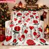 Blanket 1pc Red Hearts And Roses 2D-Printed Flannel Throw Blanket - Soft And Cozy Suitable for Use On The Sofa While Traveling At