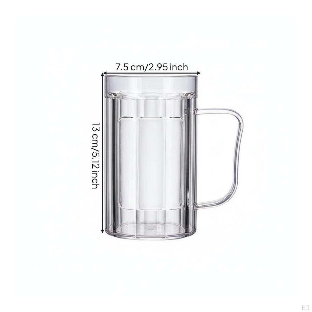 100 Stück 500ml Verdickter Bierbecher Große Kapazität Becher mit Henkel Bruchsicher Transparenter Bierkrug