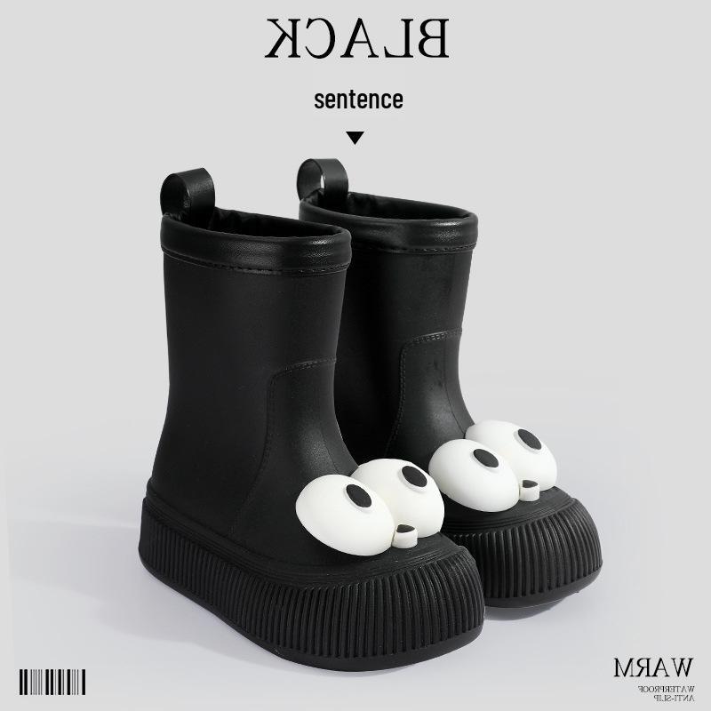 Women's Fashion Rain Boots: Non-Slip, Waterproof, Fleece-Lined, Mid-Calf Boots for Ladies & Kids - Perfect for Outdoor Wear.