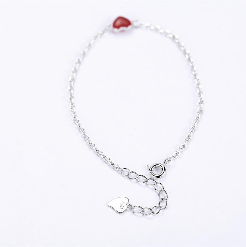 Charm Glaze Red Heart Bracelets Jewelry for Women Vintage 925 Sterling Silver Bracelets for Lady Accessories Female
