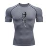 Men's Quick Dry Compression Workout T Shirt, Anime Samurai Katana Printed Athletic Undershirt for Running Training Gym F