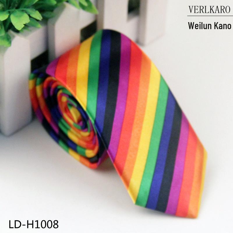 Multi-Color Student 5cm Narrow British Casual Polyester Silk Printed Tie