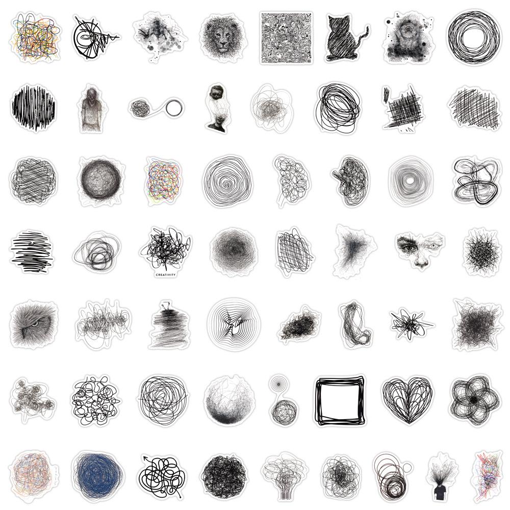 55 Scribble Doodle Painting Stickers Suitcase Laptop Mobile Phone Personal Stickers