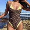 Europe, America, Retro Polka Dot Women's Swimsuit New Fake Two-piece Printed Tether Slim One-piece Bikini