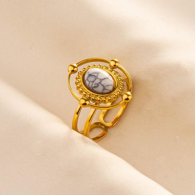 Moderne Sternenplanet Doppel-Schicht Oval Geometrisch Edelstahlringe Für Frauen Männer Schmuck Offen Verstellbarer Ring Geburtstag Anillos