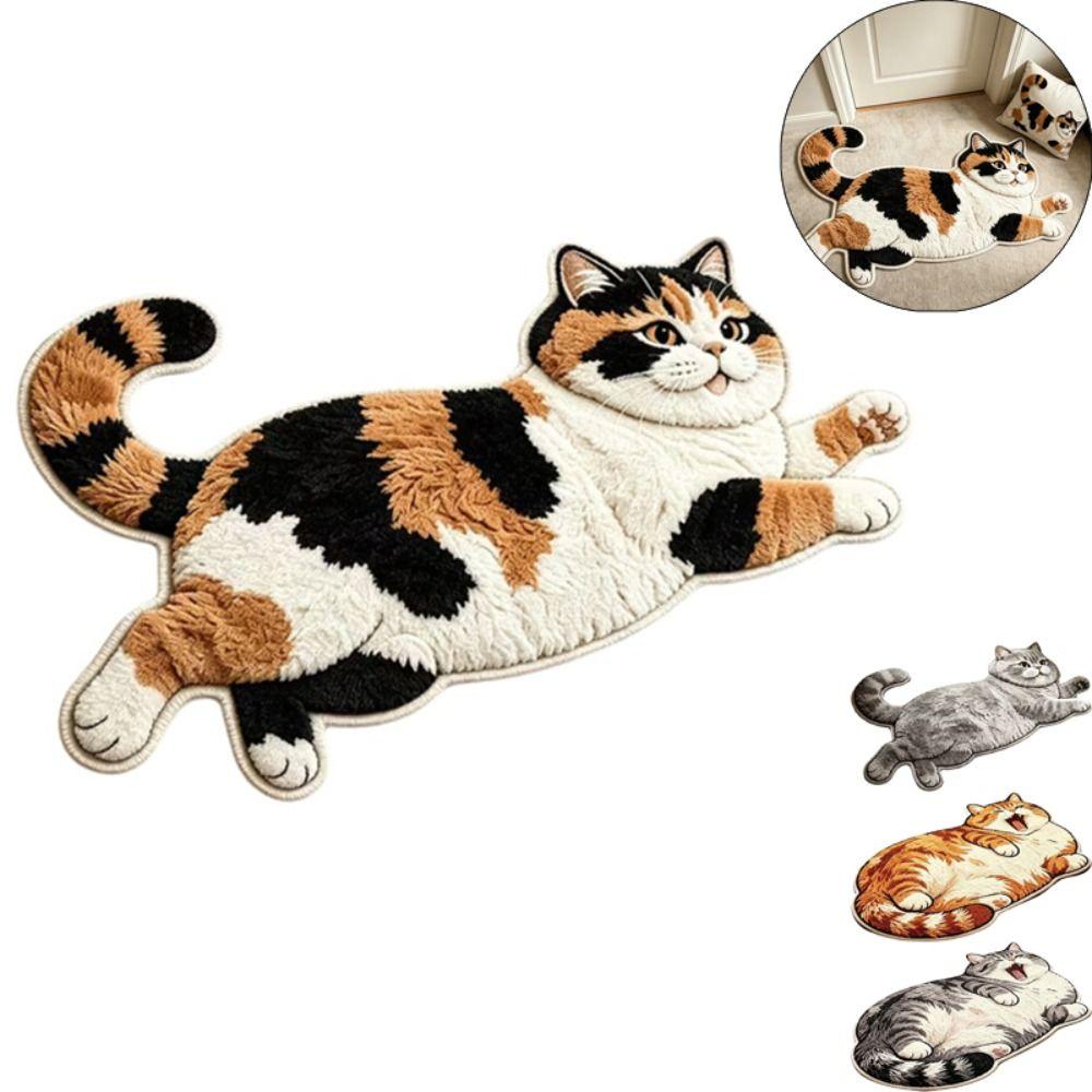 2D Home Decor Carpet Anti-fouling Cartoon Carpet Cute Cat-Shaped Area Rug  Living Rooms